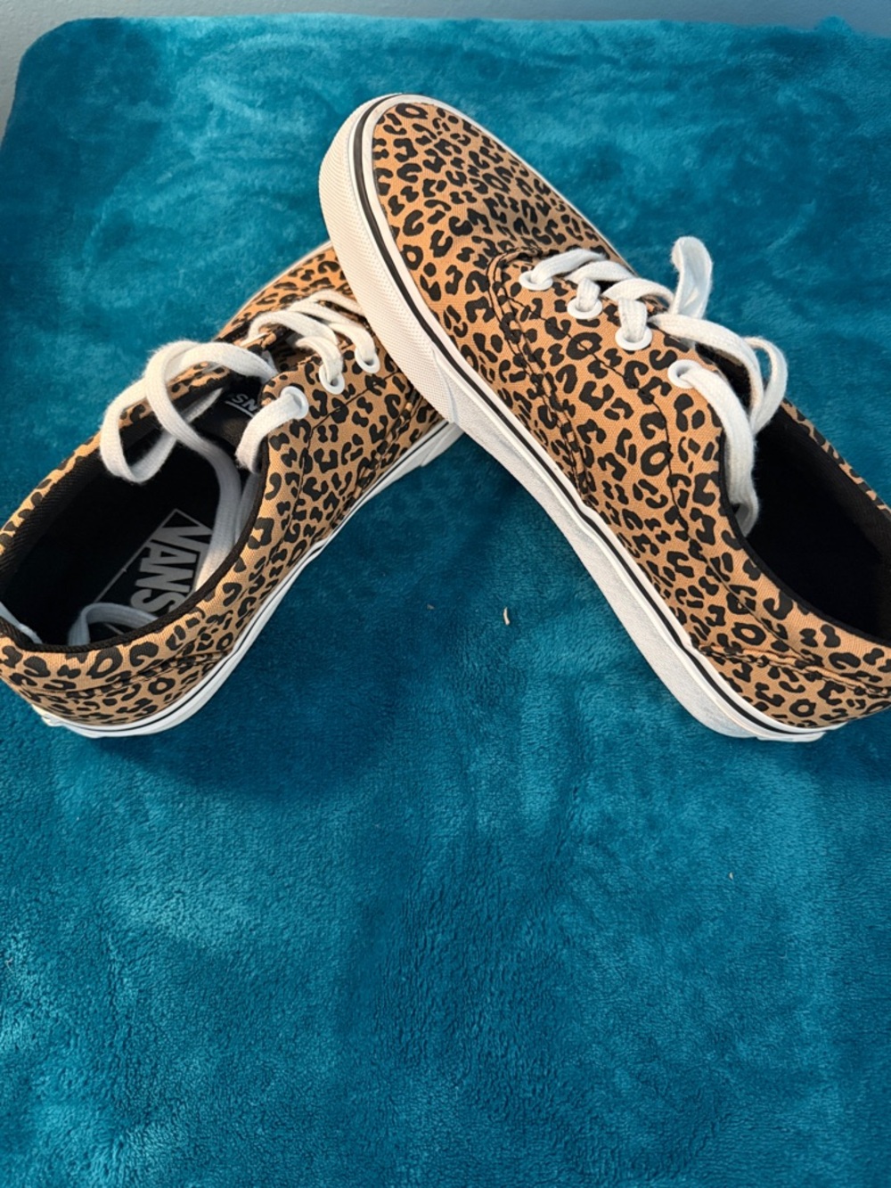 Vans Leopard Print Lace-Up Sneakers - Tan, Black, White